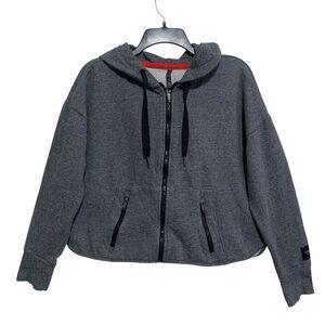 Calvin Klein Performance Cropped Hoodie Women's Size Medium Gray Full Zip Soft